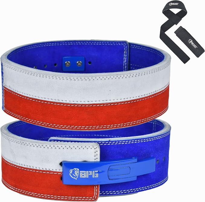 Beast Power Gear Weight Lifting Belt Lever Buckle 10MM 13MM Thick & 4 Inches Free Strap Weightlifting, Powerlifting, Deadlifts, Squats Men Women