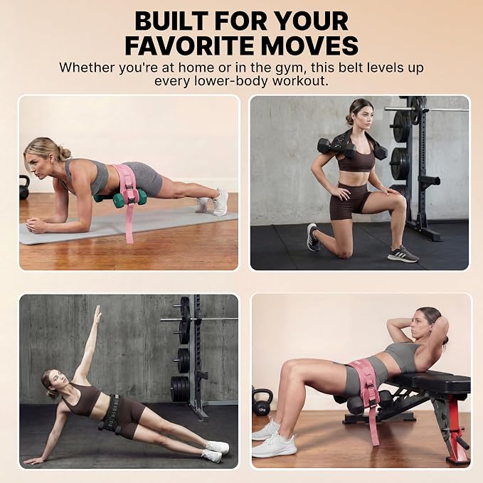 DMoose Fitness Hip Thrust Belt - Dual-Strap Glute Builder for Dumbbells, Plates, Kettlebells (Supports up to 700 lbs) - Comfortable Padded Booty Belt for Home & Gym