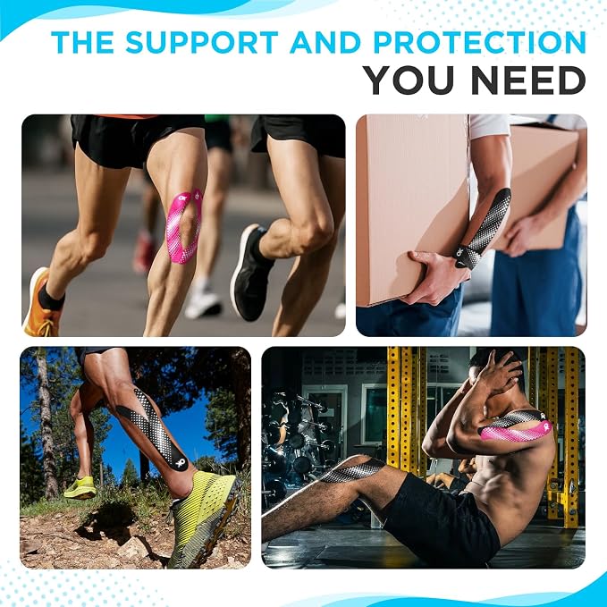 OK TAPE Kinesiology Tape Synthetic Precut 100 Strips 2inch x 27.8yd 1 Roll | Waterproof Kinesiology Athletic Tape for Joint & Muscle, Wrist Support, Reflective and Durable Tape Pink