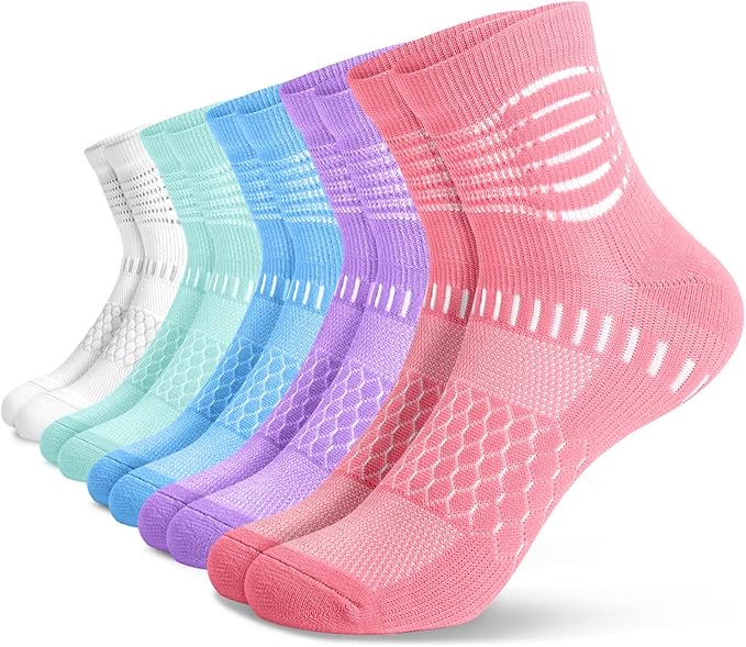 IRAMY Ankle Compression Socks for Women Men Plantar Fasciitis Relief 3/5 Pairs Cushioned Athletic Running Socks