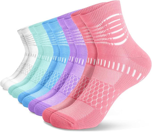 IRAMY Ankle Compression Socks for Women Men Plantar Fasciitis Relief 3/5 Pairs Cushioned Athletic Running Socks