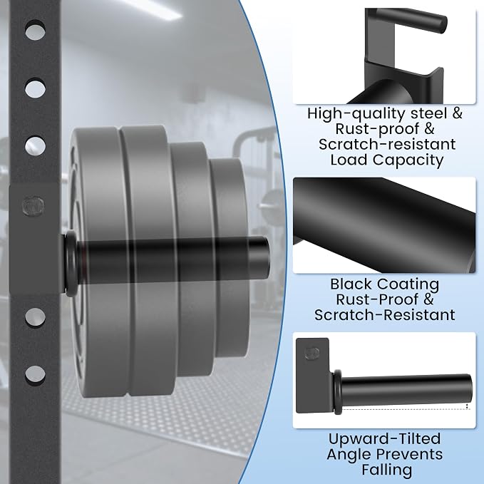 EVERYMATE Power Rack & Squat Rack Attachments Olympic Weight Plate Holder – Fits 2x2,2.3x2.3,3x3 Inch Tubes, 1" or 5/8" Hole – Bumper Plate Storage