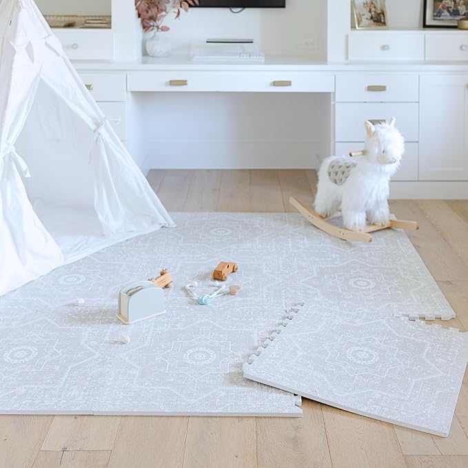 Little Landings Baby Play Mat for Floor - Layla (6x6ft) - Premium EVA Foam Play Mat for Babies & Toddlers (Ages 0-5+) - Non-Toxic Playmat for Tummy Time, Crawling & Playroom - Stylish & Comfortable