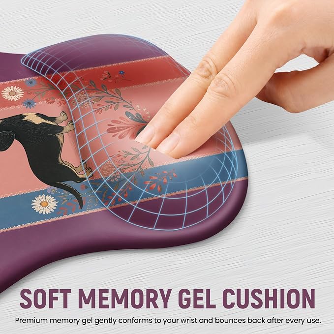 Ergonomic Mouse Pad with Wrist Rest, Gel Wrist Support, Wiener | 10.2 x 7.6 in Mouse Pad with Smooth Fabric Surface and Non-Slip Rubber Base for Office, Home, Study, and Gaming