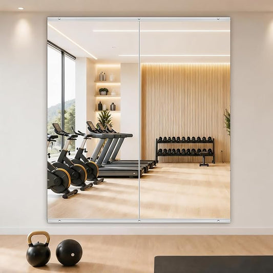 Home Gym Mirror,2 Pack Large 47.2x23.6 Inch Frameless Tempered Glass Wall Mirror, Full Body Workout and Decorative Mirrors for Home Gym, Yoga, Dance Studio, Garage, Exercise Room