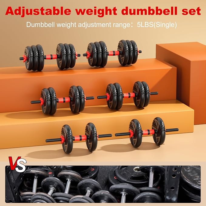 Adjustable Dumbbell Set, 20/30/45/70/90lbs, 5 in 1 Multi-Function Dumbbells | Converts to Barbell Kettlebell&Push up Stand, Free Weight Set for Home Gym Workout, Suitable for Men/Women Strength Training