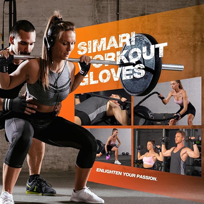 SIMARI Breathable Workout Gloves with Cushion Pad/Grip/Reduce Calluses, Weight Lifting Gloves for Gym Exercise, Cycling, Weightlifting Training, Fitness, Pilates, Kayaking, Gift for Men & Women