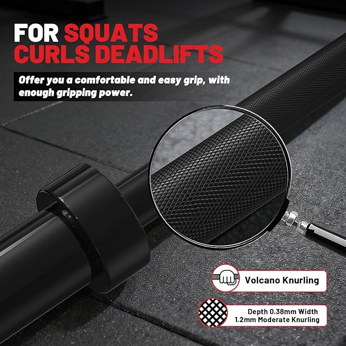 PAPABABE 4ft/5ft/6ft/6.5ft Barbell 2" Short Barbell for Strength Training | 4ft/5ft/6ft/6.5ft Straight Barbell, Womens Olympic Bar with Moderate Knurling for Squats Curls Deadlifts, Weightlifting