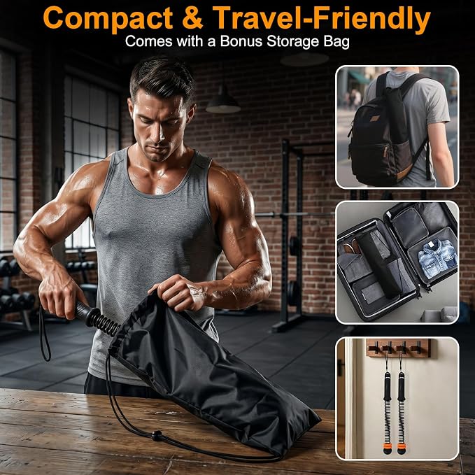 RYACO Ropeless Battle Ropes, Cordless Fitness Training Set for Home Gym | Portable equipment, detachable weight rings, low-impact full-body HIIT & strength training indoor fitness gear