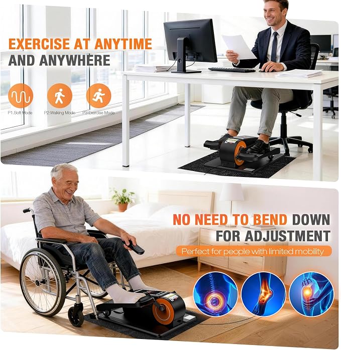 Under Desk Elliptical Machine, Electric Elliptical Leg Exerciser for Senior | Quiet and Compact Electric Seated Pedal Exerciser for Home with Monitor, Remote Control and 12 Adjustable Speeds