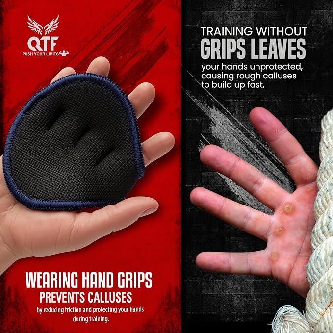 QTF Gym Grips Pads - Neoprene Gloves Gym Palm Protector Weight Lifting Grips Replacement of Workout Gloves Men and Women - Lifting Grip Pads for Weightlifting, Calisthenics.