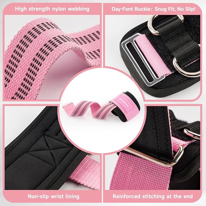 M MANUEKLEAR Wrist Straps for Weightlifting, Gym Lifting Straps with D Rings for Cable Machine,Weight Lifting Wrist Wraps for Men Women
