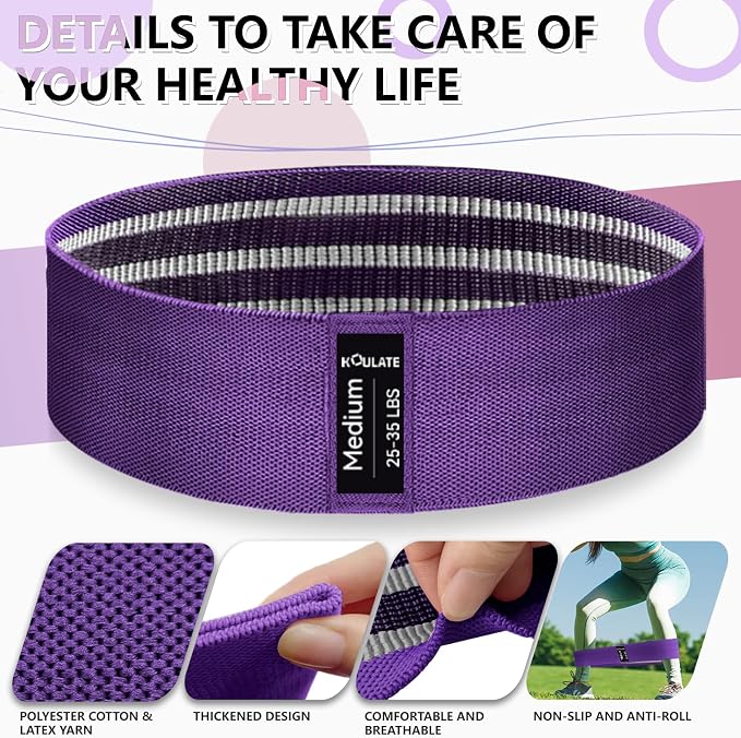 Resistance Bands for Working Out, 4 Levels Exercise Bands for Women & Men, Elastic Workout Band for Physical Therapy, Fabric Booty Band for Gym, Yoga, Pilates, Leg Training