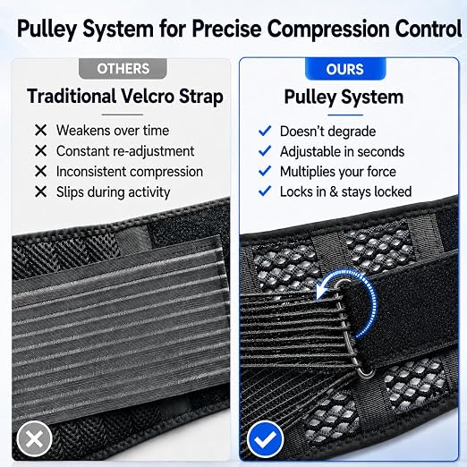 Breathable Back Brace for Lower Back Pain Relief – Lightweight 3D Air-Mesh Lumbar Support Belt with Dual-Adjust Pulley System – Ventilated Low-Profile Design for Sciatica, Herniated Disc, Driving & All-Day Wear