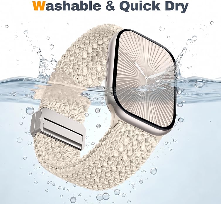 Laffav Braided Stretchy Band Compatible with Apple Watch Bands 42mm 40mm 41mm 38mm 44mm 45mm 46mm 49mm for Women Men, Magnetic Nylon Solo Loop Sport Strap for iWatch Series 11 10 9 8 7 6 5 4 SE Ultra