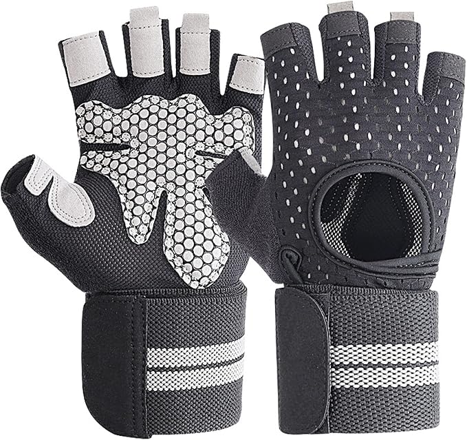 SUJAYU Weightlifting Gym Gloves for Men Women, Breathable Workout Gloves, Anti-Slip Exercise Gloves, Adjustable Wrist Support, Full Palm Protection, Lightweight