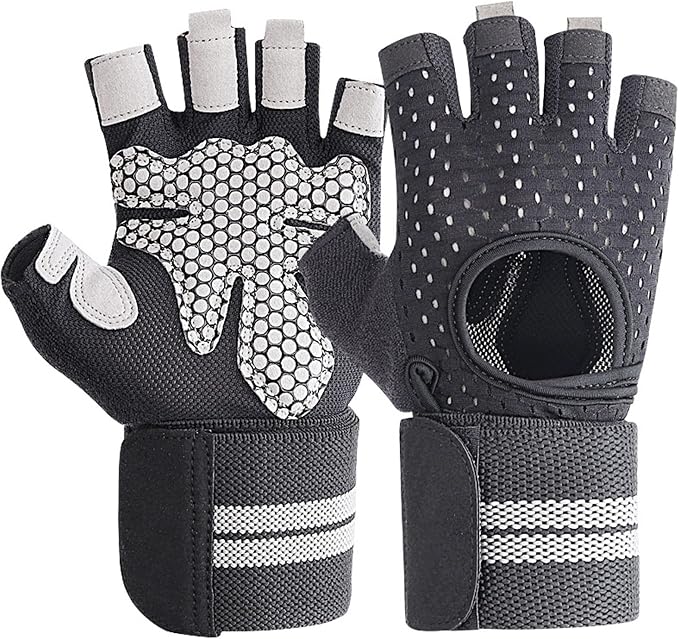 SUJAYU Weightlifting Gym Gloves for Men Women, Breathable Workout Gloves, Anti-Slip Exercise Gloves, Adjustable Wrist Support, Full Palm Protection, Lightweight