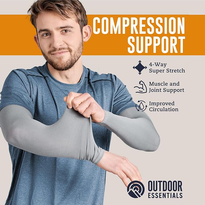 OutdoorEssentials UV Sun Sleeves for Men & Women, Cooling Arm Sleeves UPF 50+ | Golf, Tattoo Cover Up, Sun Protection