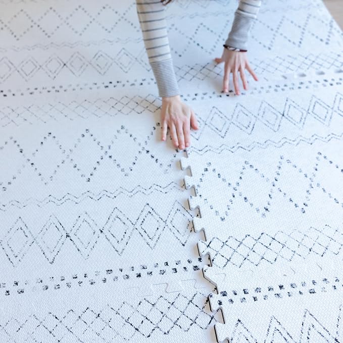 Little Landings Baby Play Mat for Floor - Boho (6x6ft) - Premium EVA Foam Play Mat for Babies & Toddlers (Ages 0-5+) - Non-Toxic Playmat for Tummy Time, Crawling & Playroom - Stylish & Comfortable