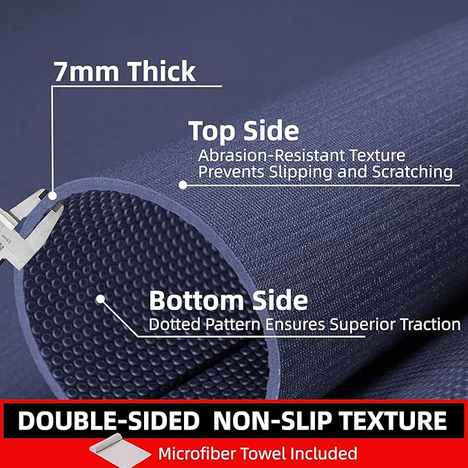 GymCope Large Exercise Mat for Home Workout,12‘x6’/10'x6'/9'x6'/8'x6'/7'x5'/6'x4' (7mm) Extra Thick Workout Mat, High-Density Gym Mat for Cardio, Jump Rope, MMA, Weights (Shoe-Friendly)