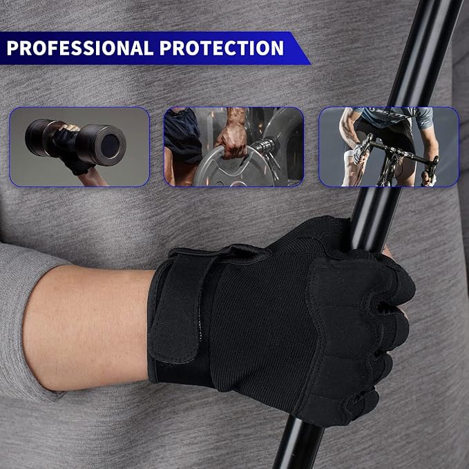 FIORETTO Fingerless Gloves for Men, Breathable Grip Palm Gloves for Motorcycle Riding, Driving, Cycling, Exercise, Workout, Climbing, Hiking and Outdoor Activities M210603