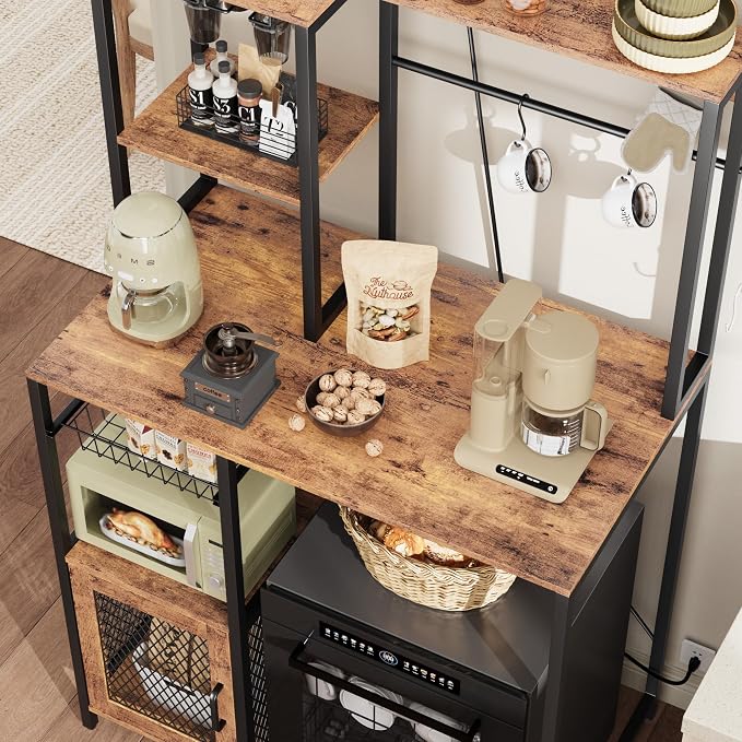 Garvee Microwave Stand & Fridge Stand, Baker's Rack with Power Outlet