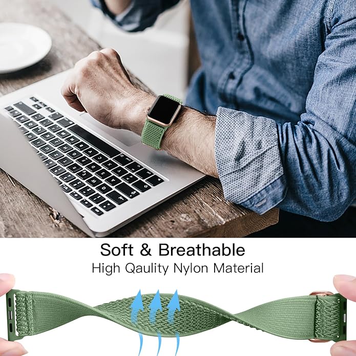 Lerobo Stretchy Nylon Solo Loop Band, Compatible with Apple Watch Series 11 10 9 8 7 6 5 4 3 SE3/2/1 Ultra3/2/1, Adjustable Strap for iwatch Band 44mm 45mm 46mm 49mm 42mm 40mm 41mm 38mm for Women Men