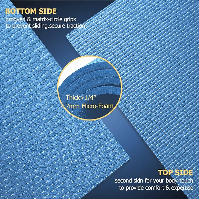GXMMAT Large Yoga Mat 12'x6'/10'x6'/6'x8'(7mm), Extra Thick Workout Mats for Home Gym Flooring, Ultra Comfortable Non-Slip Quick Resilient Barefoot Wide Exercise Mat for Pilates, Stretching,Meditation