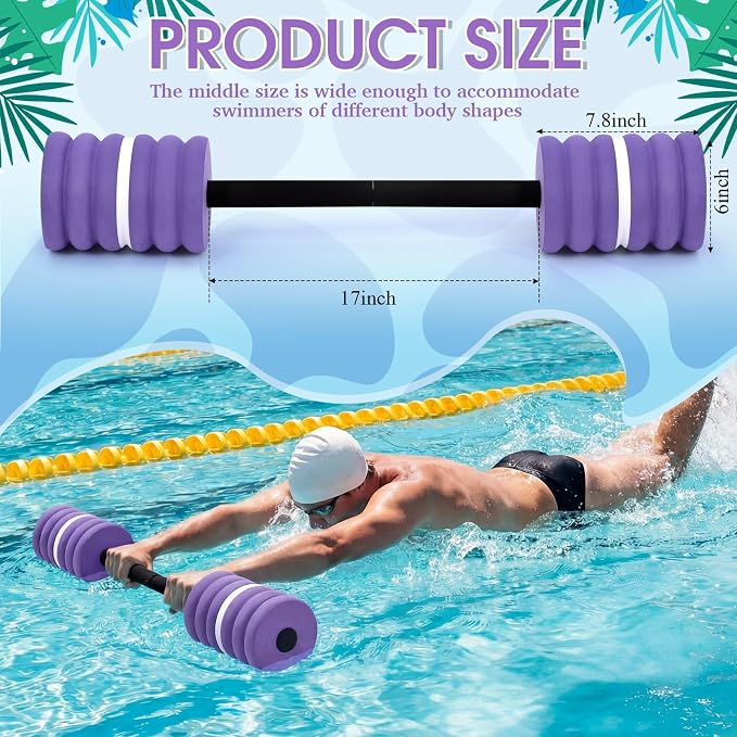 Soulchen Long Aquatic Exercise Dumbbells Pool Exercise Foam Water Weights Dumbbell Aquatic Pool Barbells with High Density EVA Foam for Swim Water Aerobics Workouts Loss