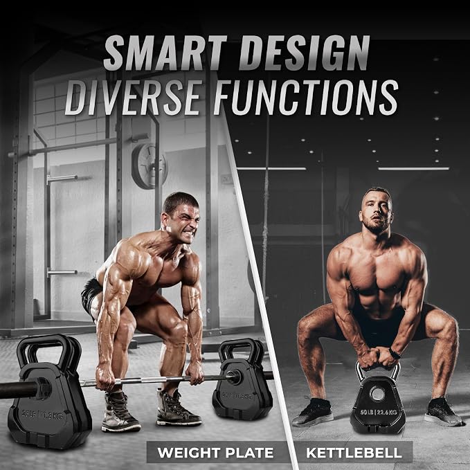 Yes4All Kettlebell Special Shape, Upgraded &Multifunctional for Advanced Training, Solid Cast Iron Powder Coated, Anti Slip Handle Strength Training Equipment