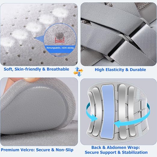 TESETON Back Brace for Lower Back Pain Men Women 05-L | Lumbar Support Belt for Lower Back Pain with 3-Layer Adjustable Straps, Mesh for Herniated Disc,Sciatica,Scoliosis