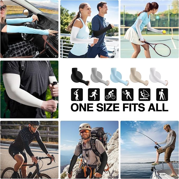LUOLIIL VOE Sun Protection Cooling Arm Sleeves for Men &Women,Compression Sleeves for Football, Golf & Volleyball