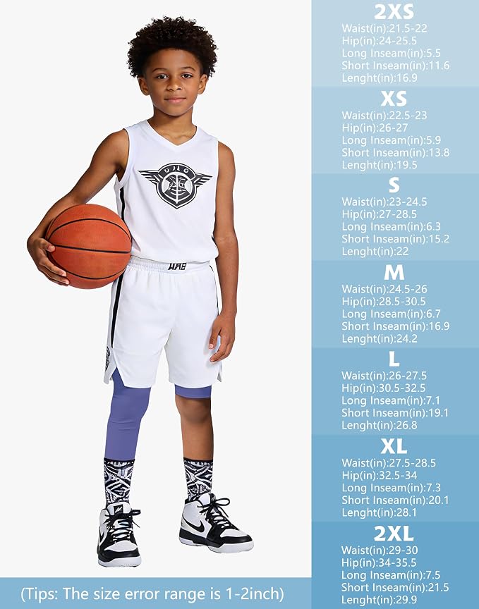 MIVEI One Leg Compression Tights Youth Boys Basketball Leg Sleeve | Kids Compression Pants Girls' Single Leg Tights 3/4 Leggings for Baseball Softball Soccer Running Football, Sports Base Layer