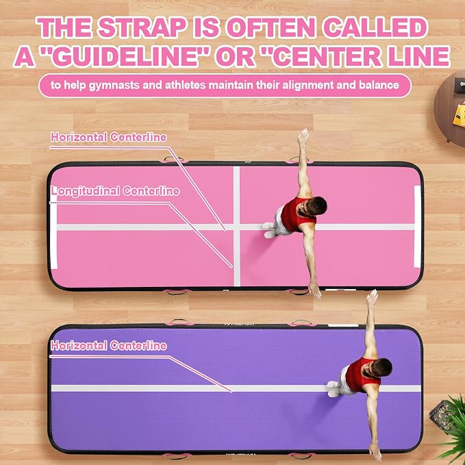 FBSPORT Inflatable Air Gymnastics Mat Training Mats 4/8 inches Thickness Gymnastics Tracks for Home Use/Training/Cheerleading/Yoga/Water with Pump