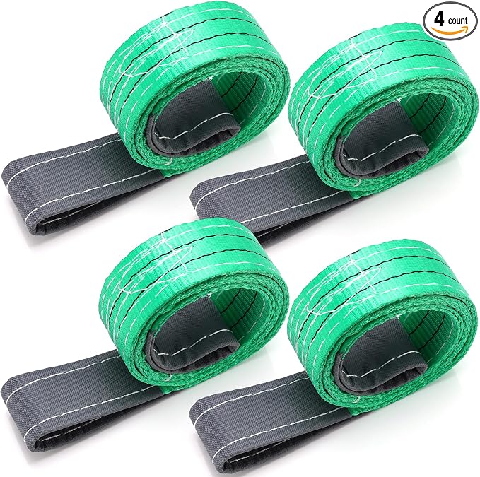 4 Pcs Lift Sling Straps Heavy Duty Web Slings Straps Polyester Nylon for Hoist Car Outdoor Using