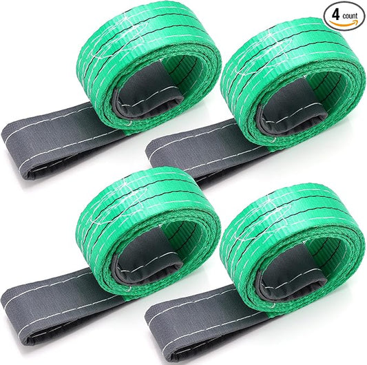 4 Pcs Lift Sling Straps Heavy Duty Web Slings Straps Polyester Nylon for Hoist Car Outdoor Using