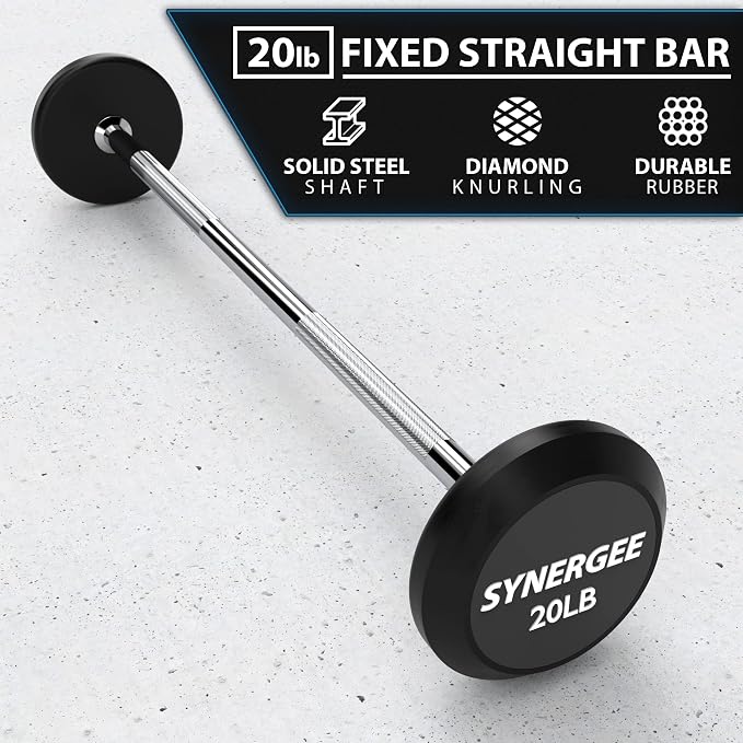Synergee Fixed Barbell – Pre Weighted Straight Steel Bar