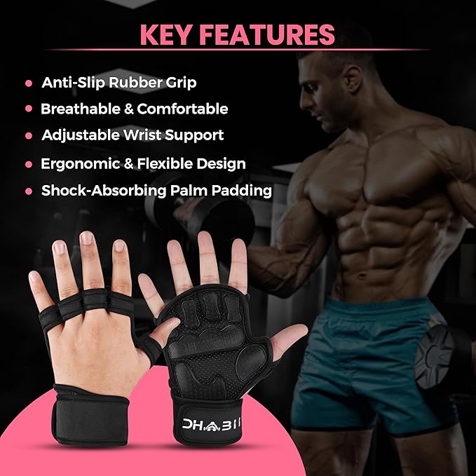 Workout Gloves for Men & Women, Smartwatch Compatible Ventilated Gym Gloves with Wrist Wrap Support, Breathable Weight Lifting Gloves for Fitness with Excellent Grip