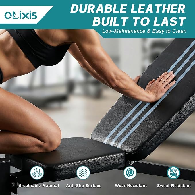 OLIXIS Adjustable Weight Bench Set with Rack, 650 LBS Capacity Heavy Duty Foldable Bench Press Set with Leg Extension Curl, Easy Assembly Strength Training Workout Set for Garage, Home, Gym