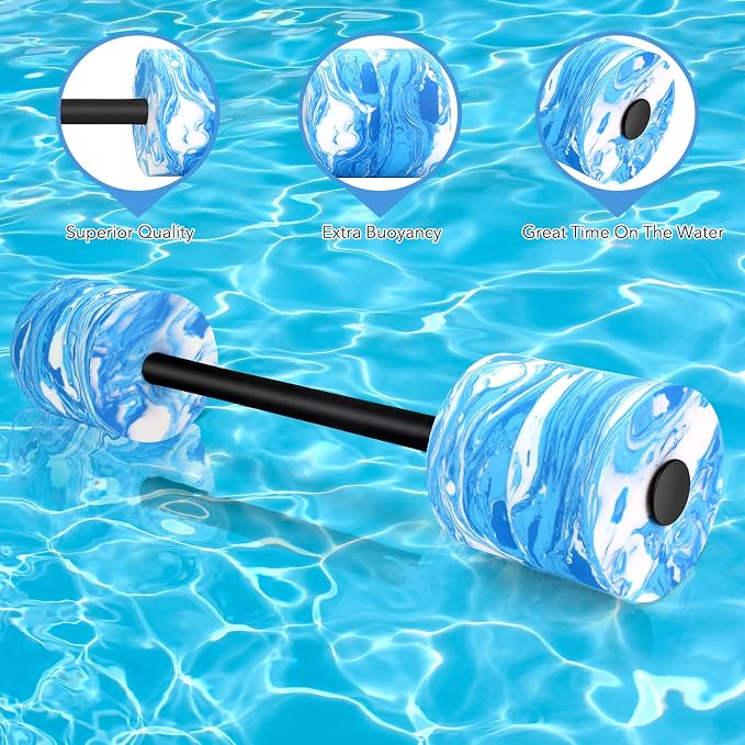 29.3’’Aquatic Exercise Equipment Swim Barbell High Density EVA Foam Pool Swim Dumbbell with Water Exercise Discs Aquatic Fitness Equipment for Adults