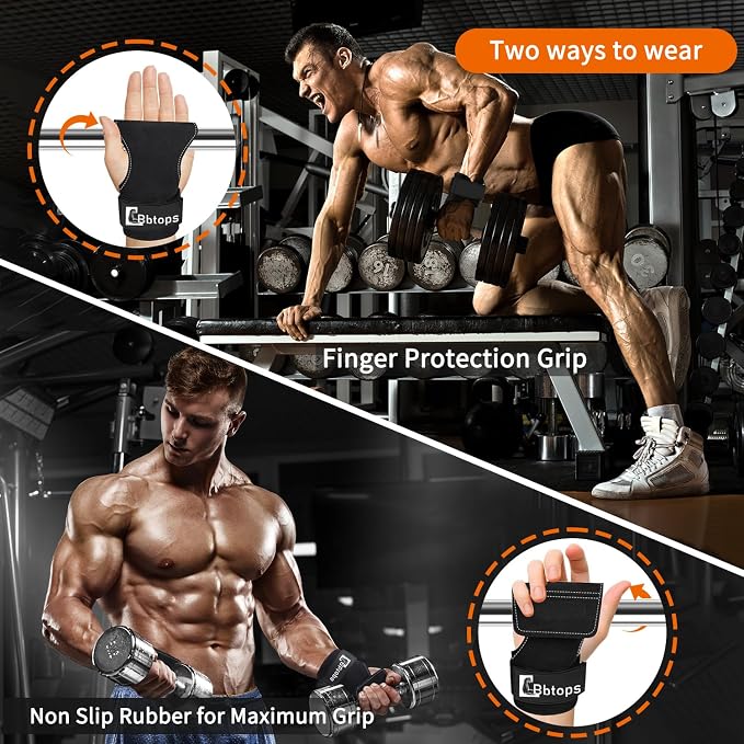 Weight Lifting Wrist Strap, Double-Layer Leather Wrist Straps for Gym Strength Training Weightlifting,Deadlift and Powerlifting, Enhance Grip Strength Neoprene Padding Gym Workout Lifting Straps Men/Women Pair