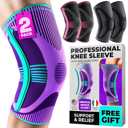 DR. BRACE ELITE Knee Brace with Side Stabilizer (2 Pack) Knee Brace | for Women & Men, Workout, Sports, Daily Knee Compression Sleeve for Maximum Knee Pain Support & Fast Recovery