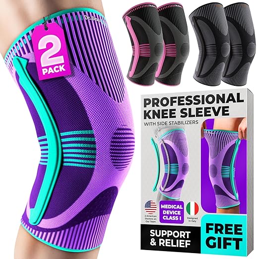 DR. BRACE ELITE Knee Brace with Side Stabilizer (2 Pack) Knee Brace | for Women & Men, Workout, Sports, Daily Knee Compression Sleeve for Maximum Knee Pain Support & Fast Recovery