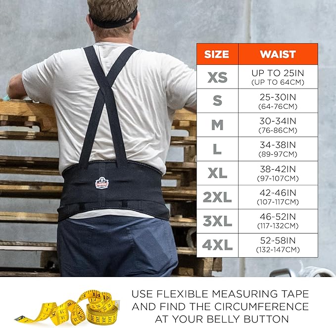 Ergodyne ProFlex 1650 Back Support Belt, 7.5" Elastic, Adjustable, Removeable Straps, Large