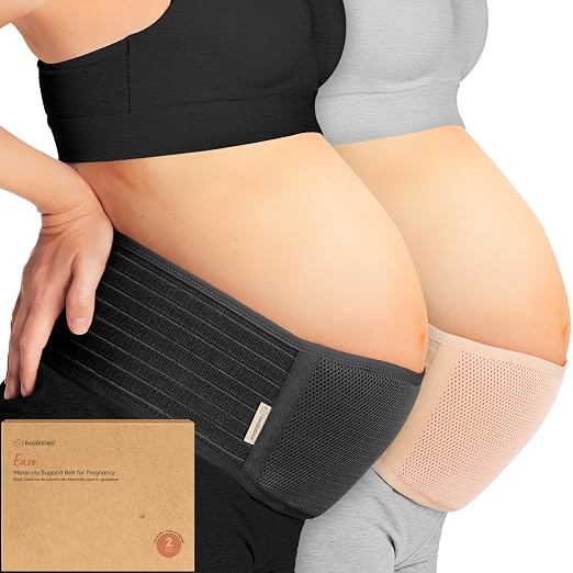 KeaBabies Pregnancy Belly Bands for Pregnant Women,2pk(Midnight Black, M/L) | Soft, Breathable, Maternity Belly Support Band, Easy Adjustable Maternity Belt for Back, Pelvic Support, Comfortable