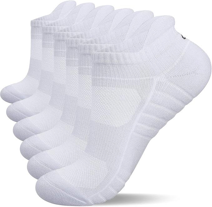 Lapulas Athletic Running Ankle Socks, Low Cut Cushioned Anti-Blister Tab Sports Socks Men Women 6Pairs