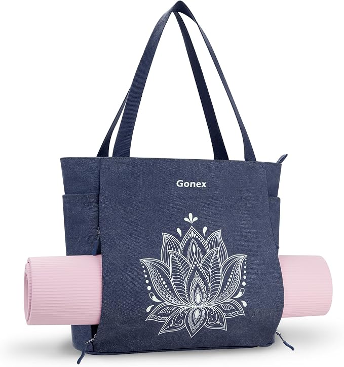Gonex Yoga Mat Bag with Zipper Mat Carrier Canvas Gym Tote | Durable Canvas, Zipper Closures Prevent Slipping, Quick Access, Bottle Holder, Fits Yoga Blocks, Gym & Travel Use