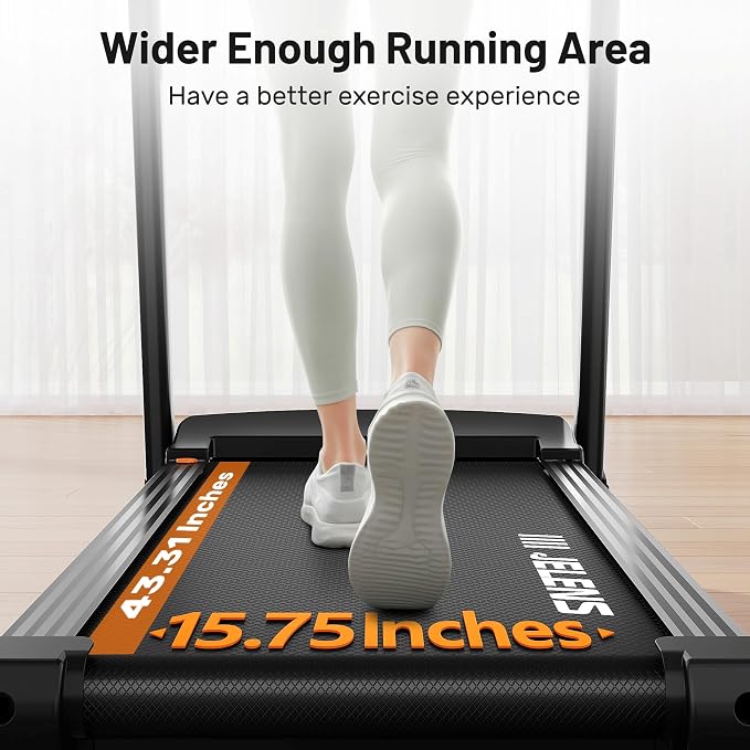 JELENS Treadmill for Home with 0-15% Auto Incline, Foldable Walking Pad Treadmill with 330LBS Weight Capacity and Pulse Sensors, 3.0HP Quiet Walking Pad with App and LCD Display