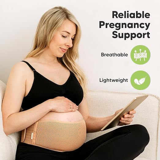 KeaBabies Pregnancy Belly Bands for Pregnant Women,1pk (Classic Ivory, M/L) | Soft, Breathable, Maternity Belly Support Band, Easy Adjustable Maternity Belt for Back, Pelvic Support, Comfortable