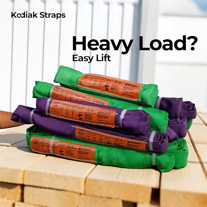 Endless Round Sling Lifting Strap- 6 Feet x 2600 lbs Vertical Capacity - Polyester Lifting Sling Strap, Heavy Duty for Rigging Moving Towing Hoisting- (4Pack)- Kodiak Straps